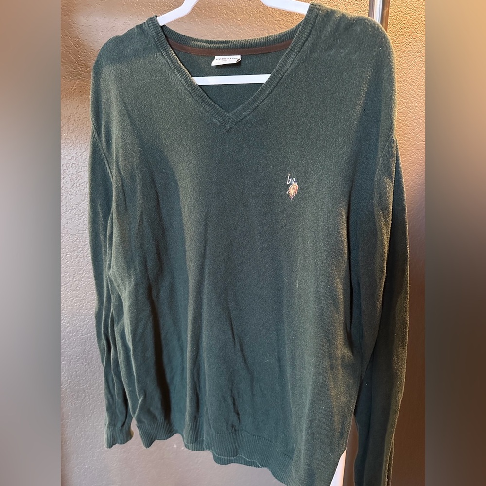 U.S. Polo Assn. Dark Green V-Neck Sweater